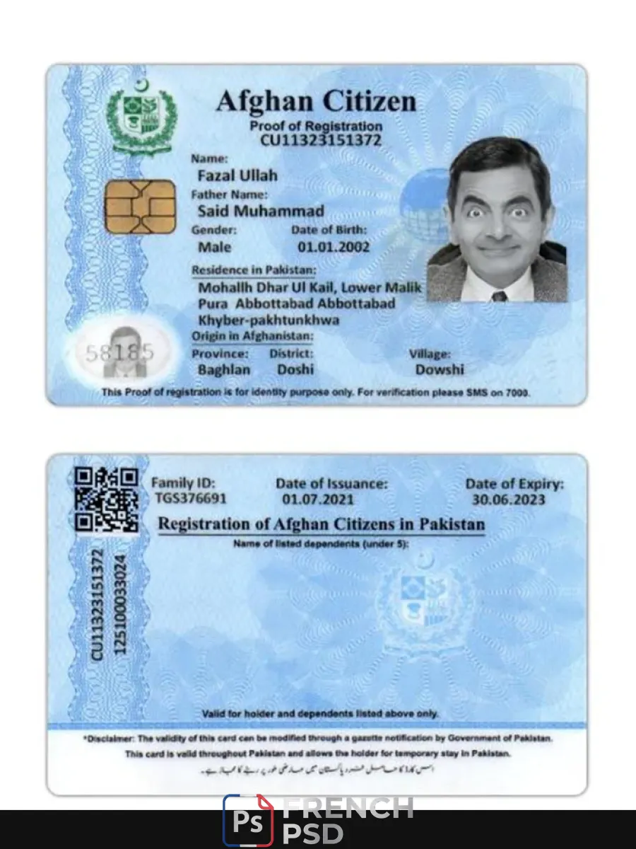 Afghan Citizen Proof de immatriculation — Cartes d'identité