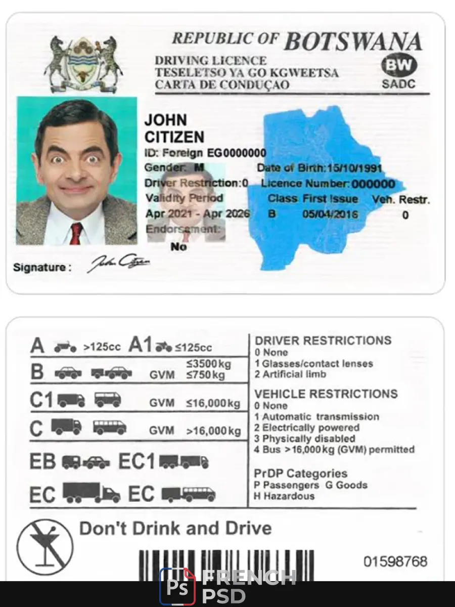 Botswana Dl — Permis de conduire