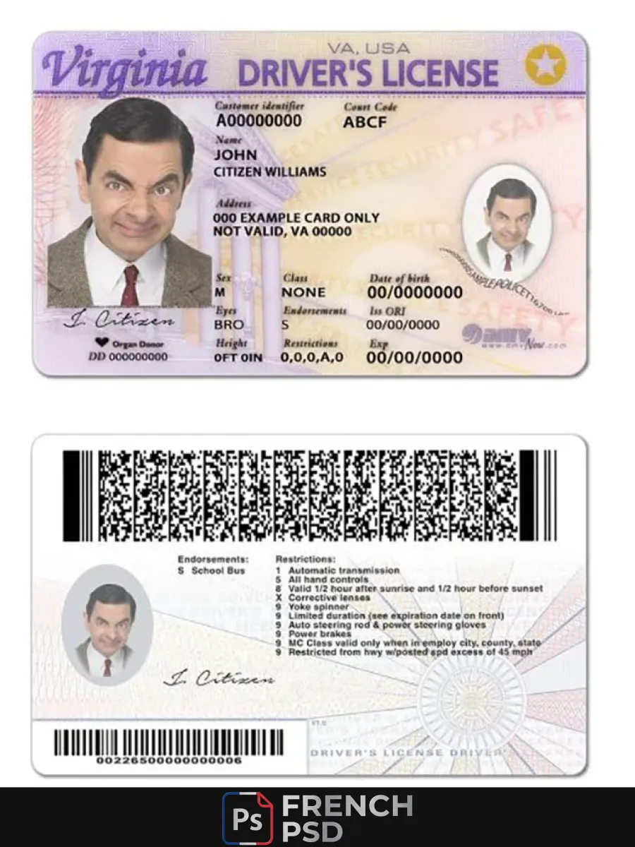 États-Unis Virginia permis de conduire — Permis de conduire
