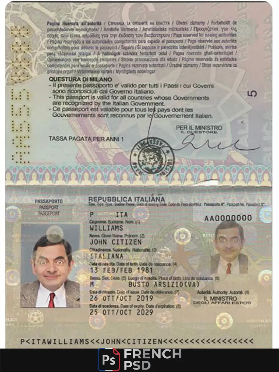 Italie passeport version 2 — Passeports