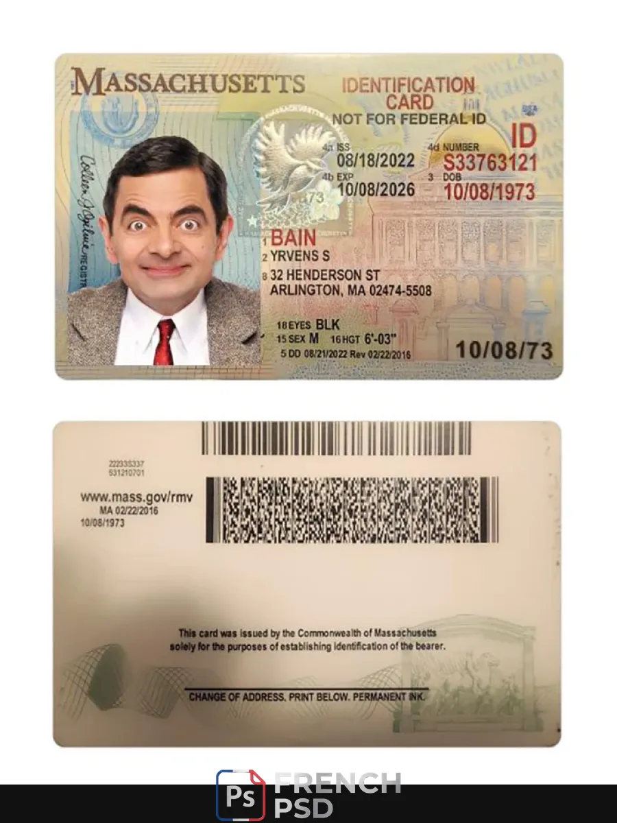 États-Unis Massachusetts carte d'identité