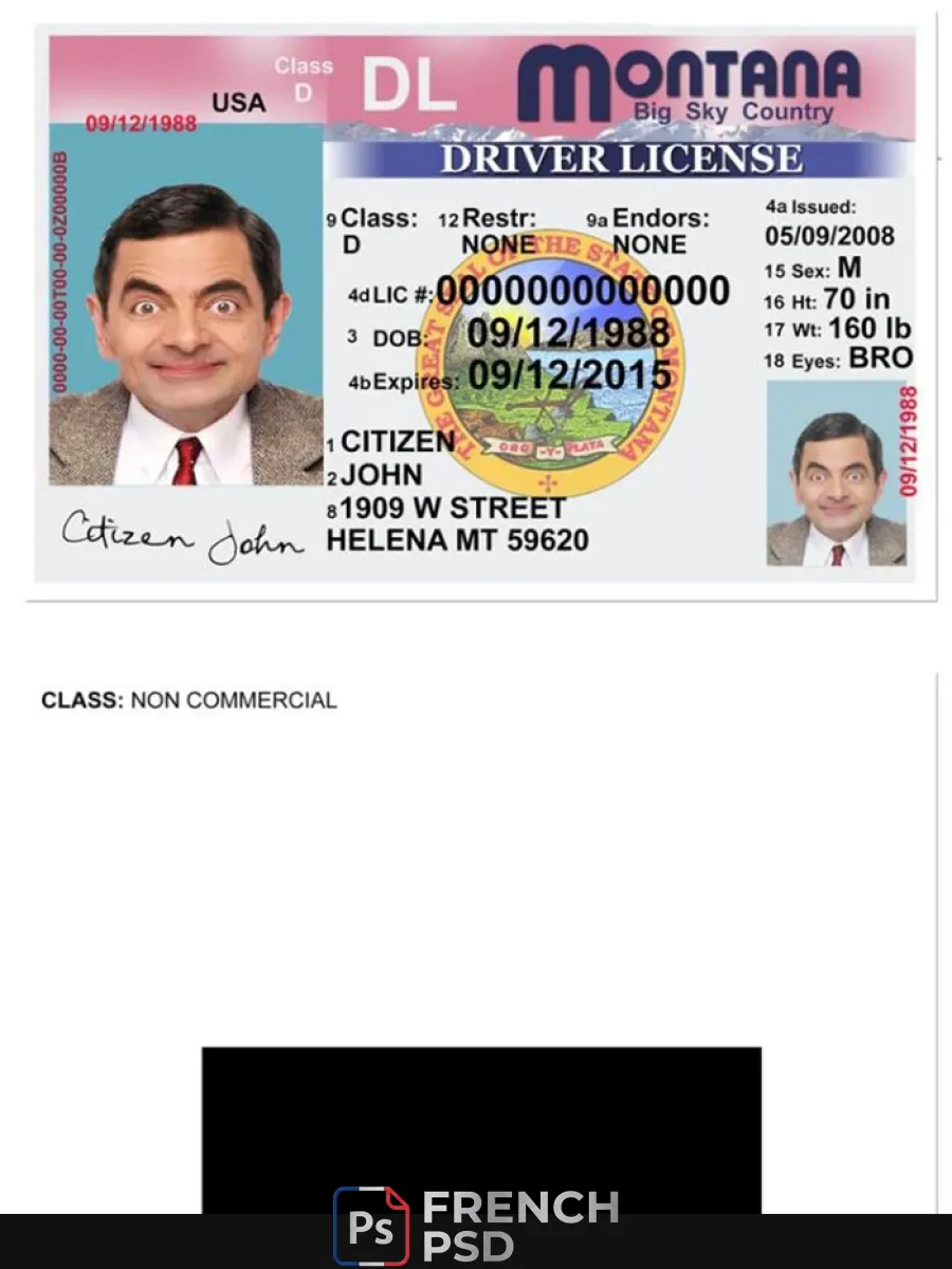 États-Unis Montana permis de conduire version 2 — Permis de conduire