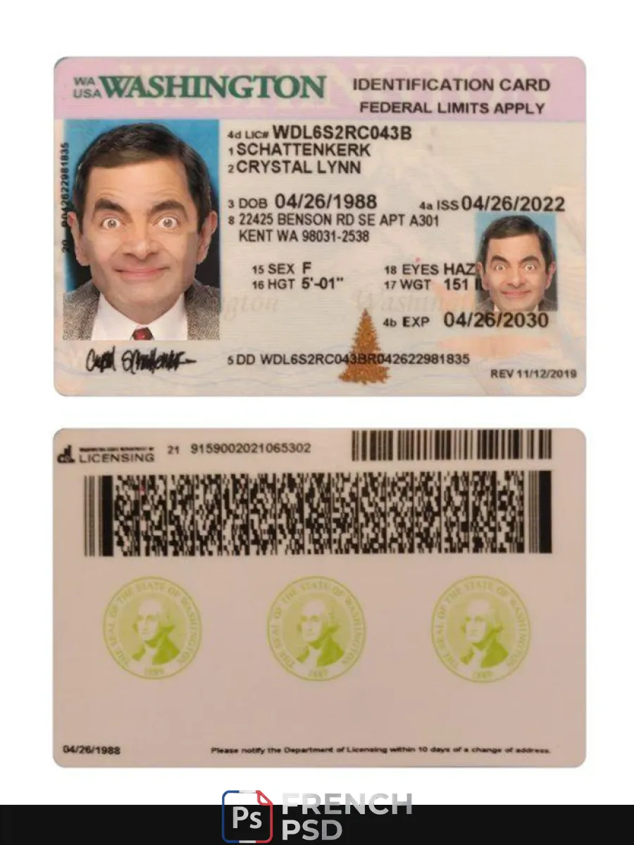 États-Unis Washington carte d'identité 2022 présent — Cartes d'identité
