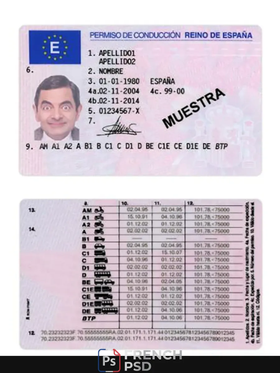 Espagne permis de conduire version 2 — Permis de conduire