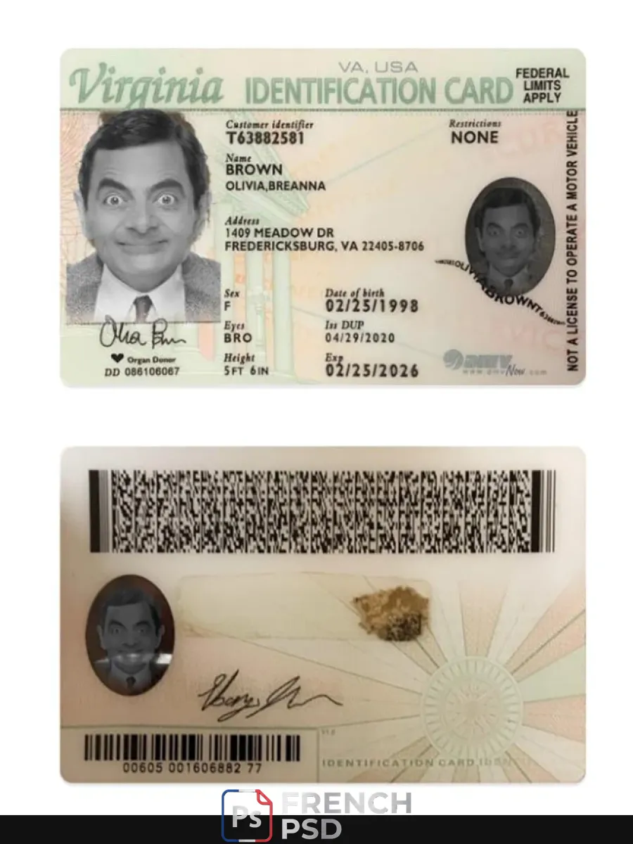 États-Unis Virginia carte d'identité