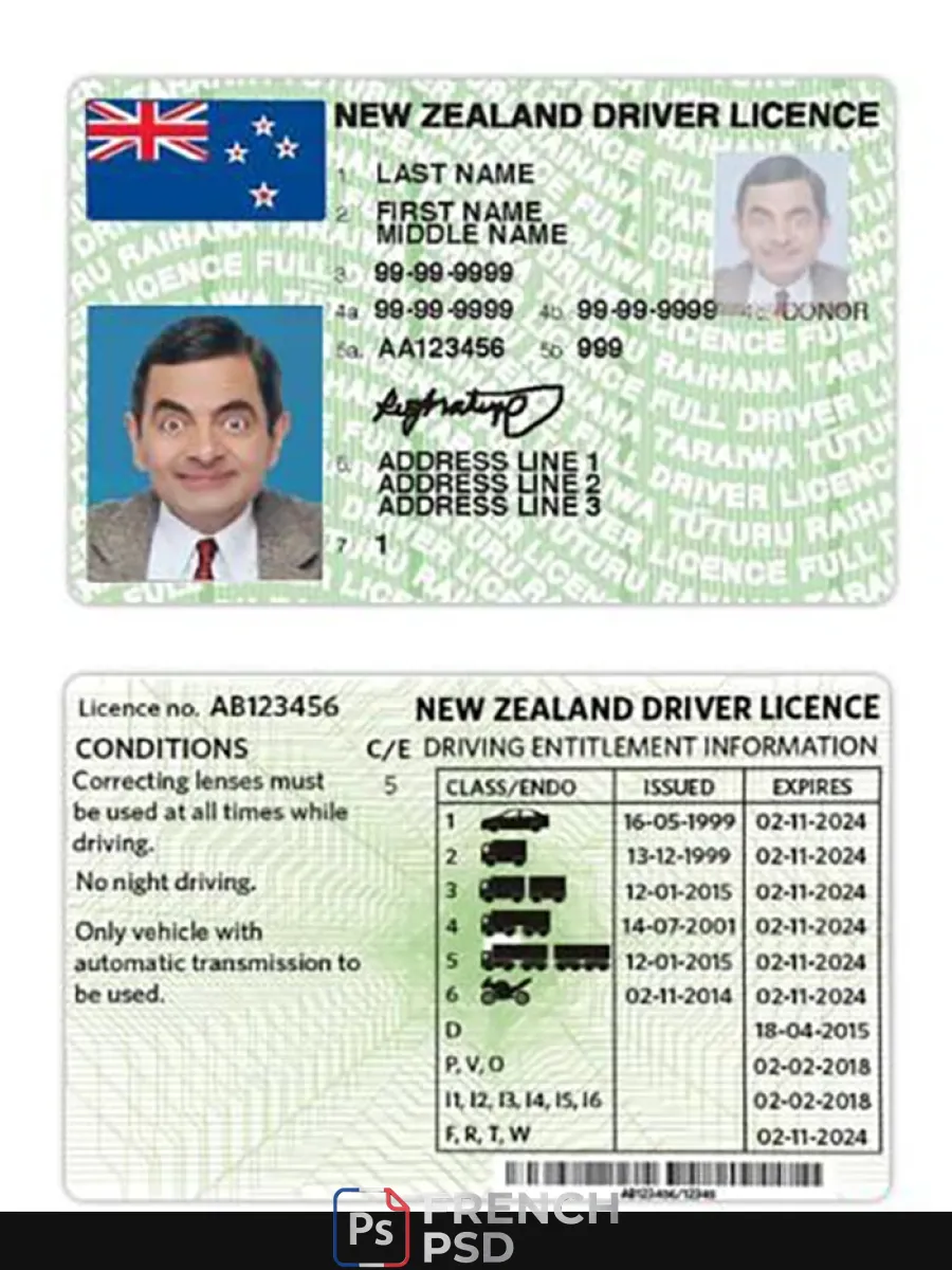 Nouveau Zélande permis de conduire version 3 — Permis de conduire