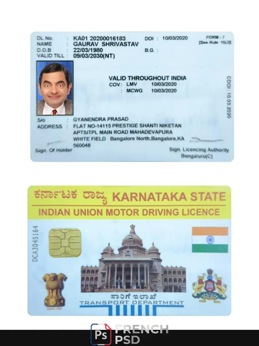 Inde Karnataka État Motor permis de conduire — Permis de conduire