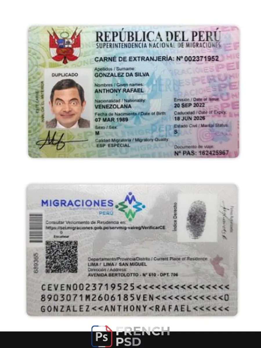 Pérou national carte d'identité — Cartes d'identité