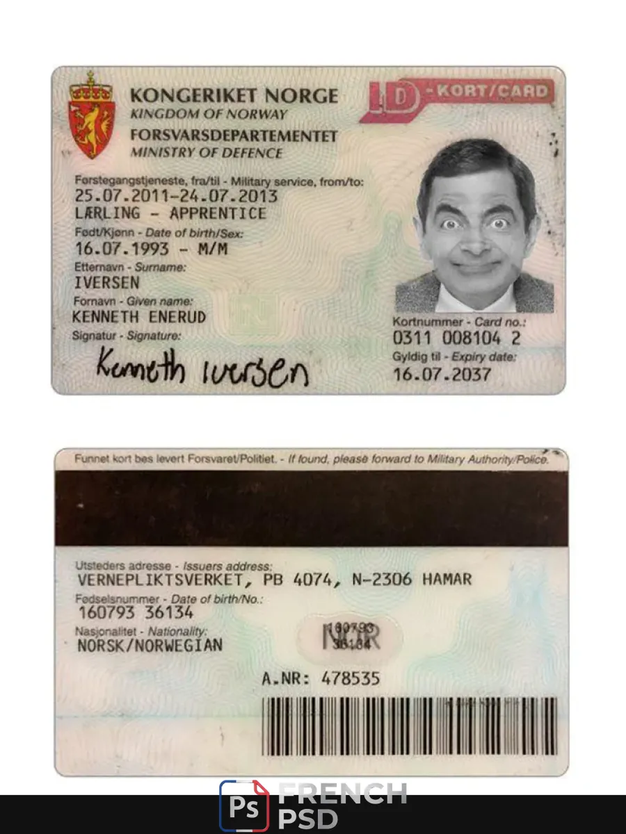 Norvège Id Kort carte — Cartes d'identité