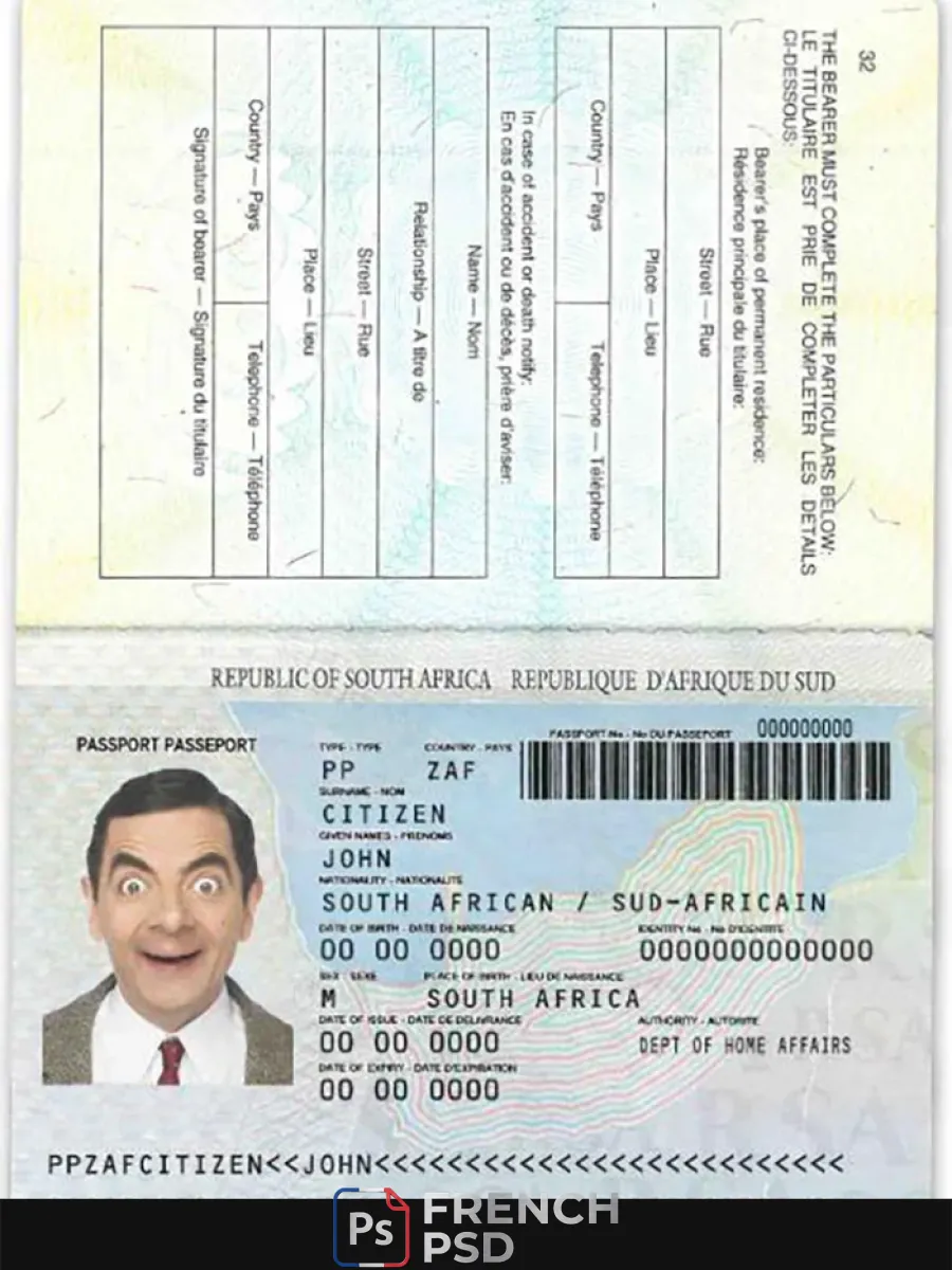 Sud Afrique passeport 1996 2009 — Passeports