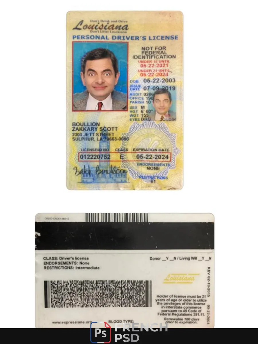 États-Unis Louisiana moins de 21 permis de conduire — Permis de conduire