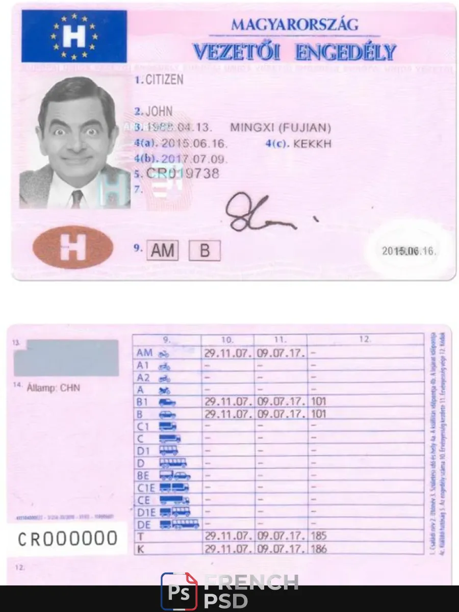 Hongrie Dl — Permis de conduire