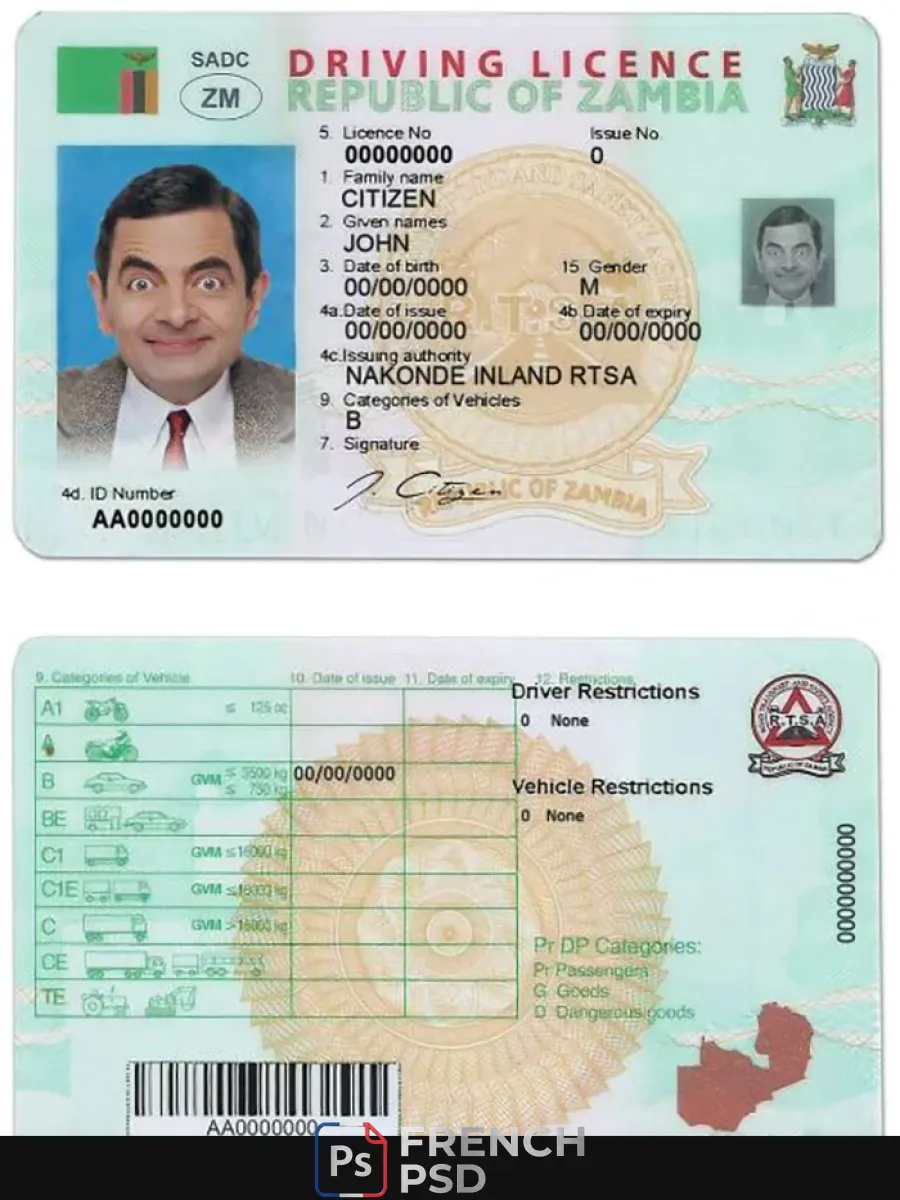 Zambie permis de conduire — Permis de conduire