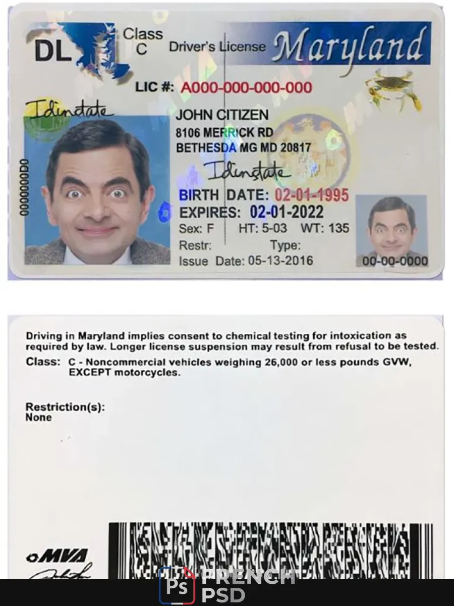 États-Unis Maryland Dl 2003 2016 — Permis de conduire