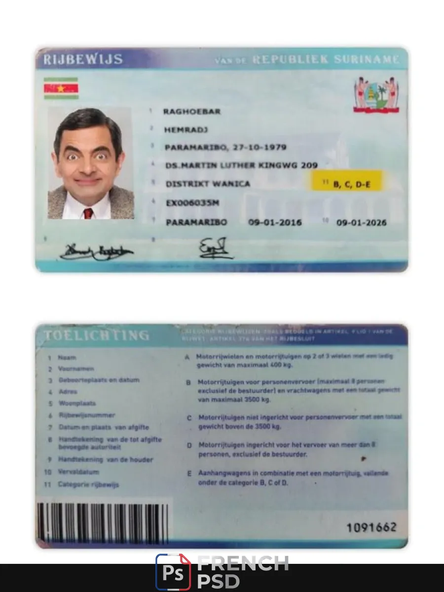 Suriname permis de conduire — Permis de conduire
