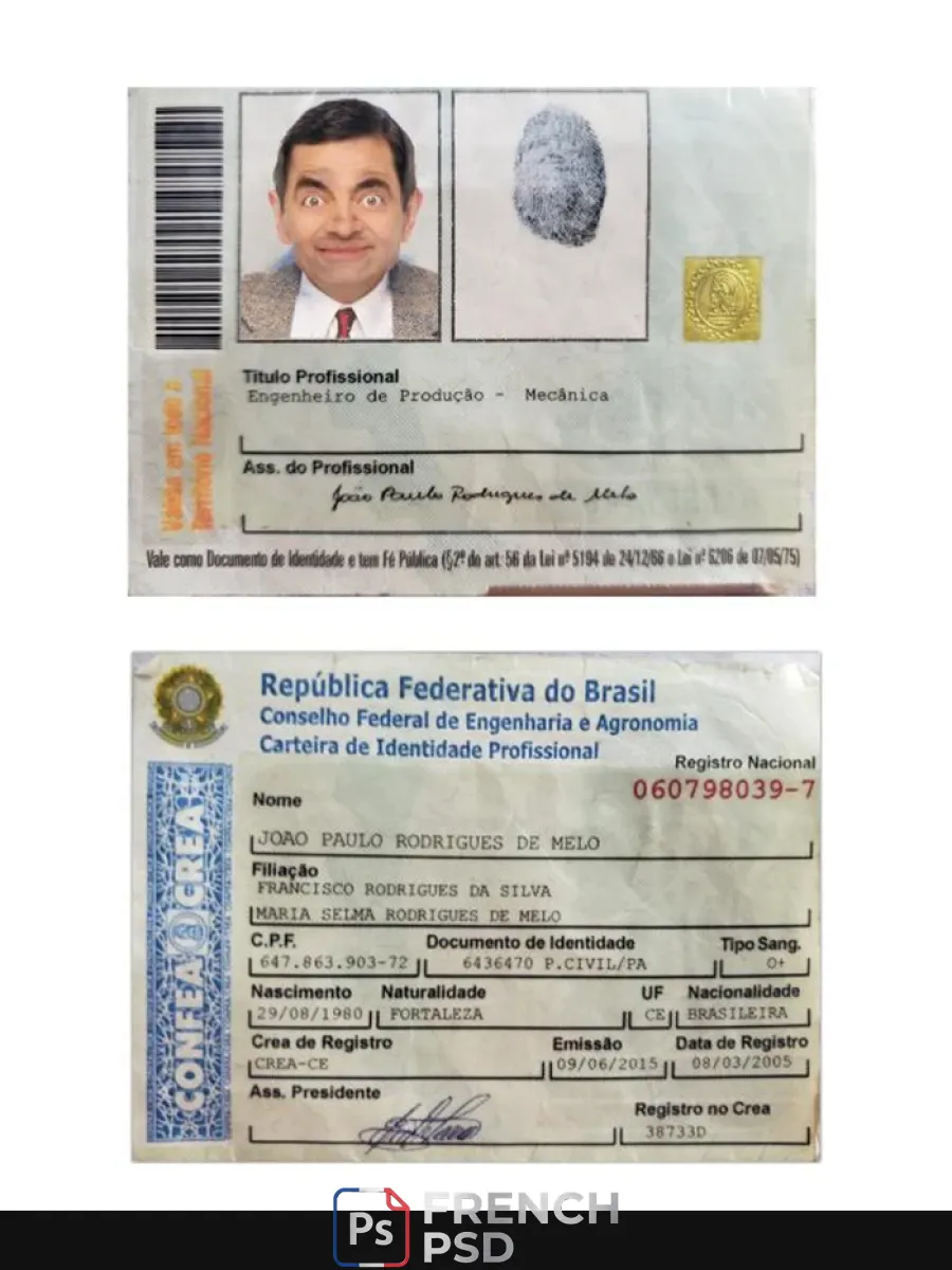 Brésil professionnel carte d'identité — Cartes d'identité