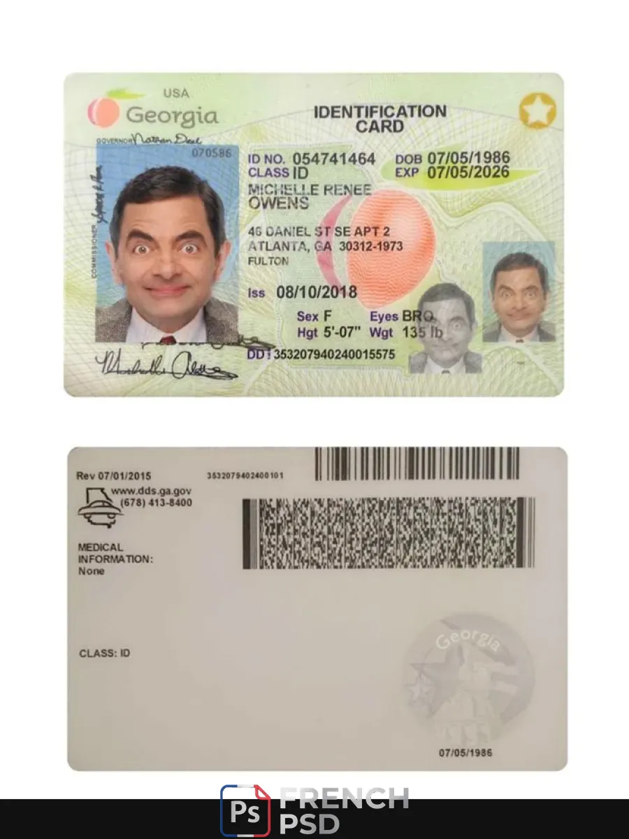 États-Unis Géorgie carte d'identité 2018 présent — Cartes d'identité