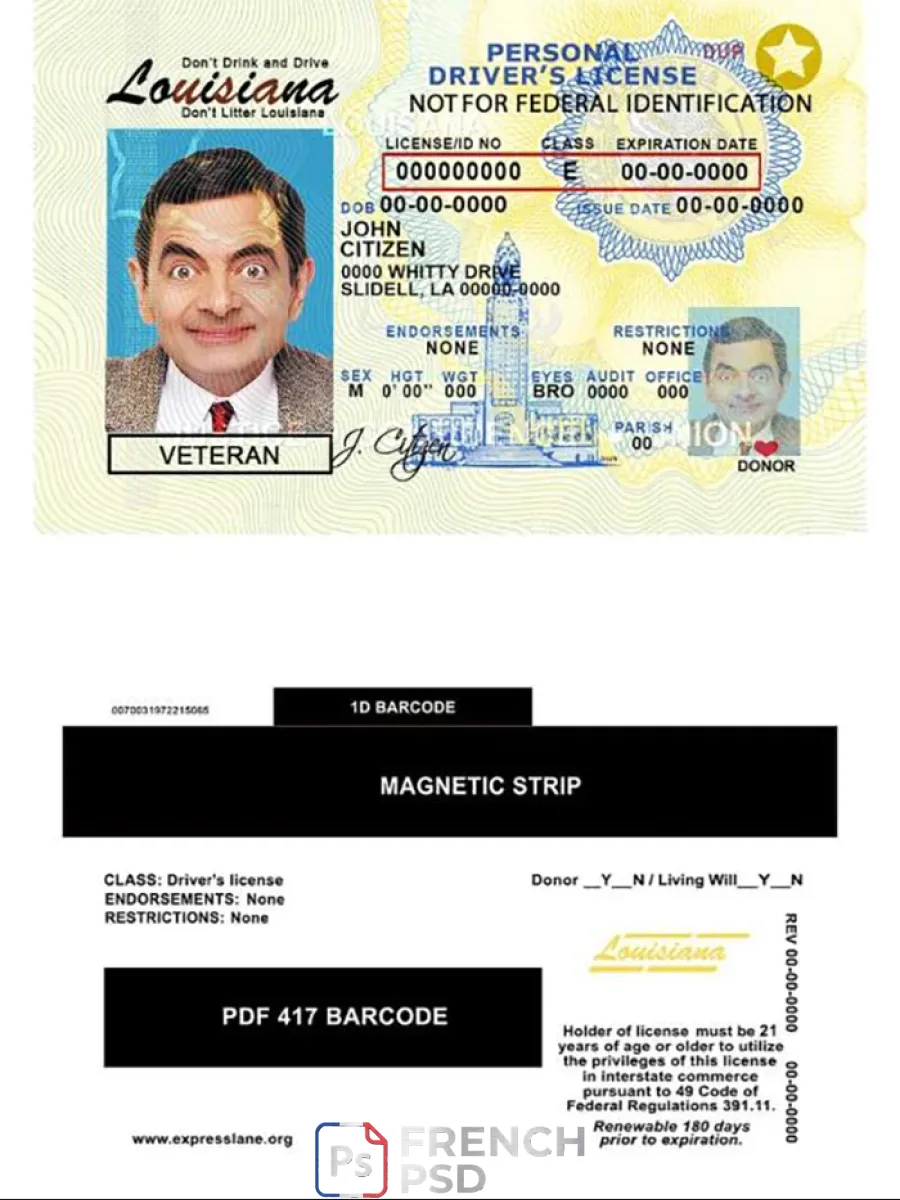 États-Unis Louisiana permis de conduire — Permis de conduire