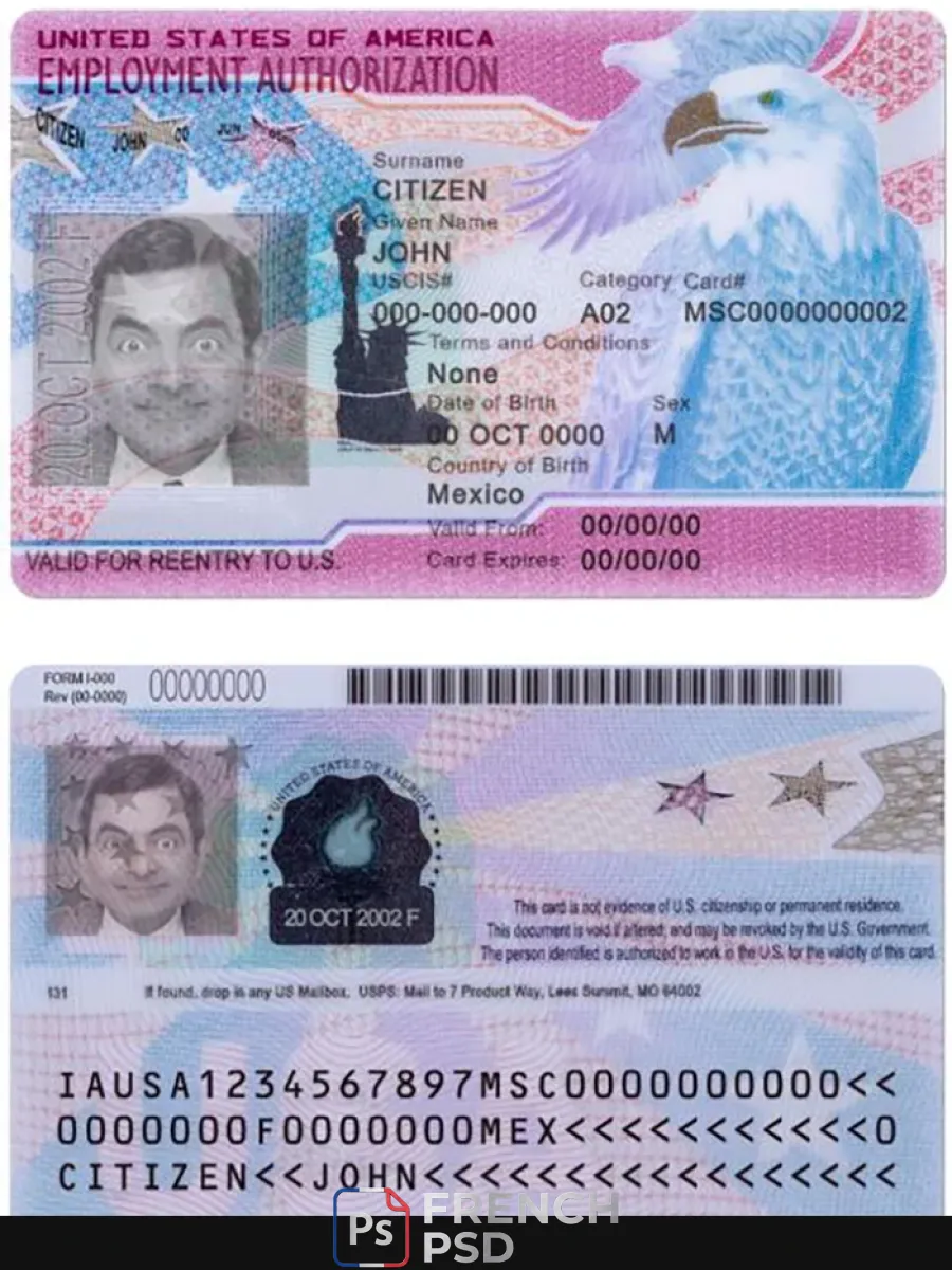 États-Unis autorisation d'emploi — Cartes d'identité