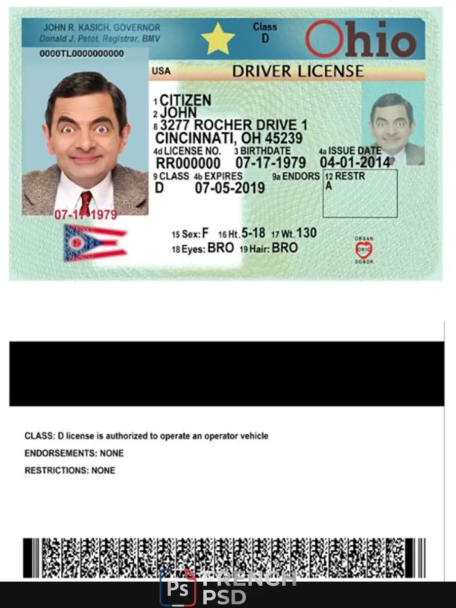Ohio permis de conduire version 2 — Permis de conduire
